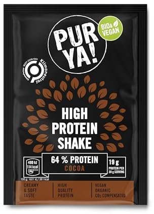 PURYA! High Protein Shake - Kakao Sachet 30g (6er Pack) | vegan | pflanzliches Protein