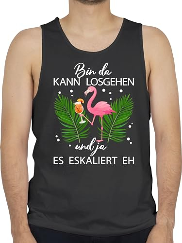Tank Top Männer - Karneval & Fasching Herren - Bin da kann losgehen und ja es eskaliert eh - Flamingo Kostüm Lustig Mallorca - M - Schwarz - fassenacht ich Carnevale Jeck Verkleidet Carnival