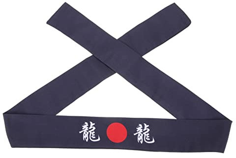 Holibanna Japanisches Stirnband Baumwolle Reusable Komfortable Sport Küchenhaarband Atmungsaktiv Für Yoga Laufen Kochen Unisex Blau Mit Drachendesign