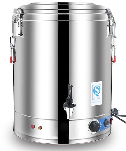 WBRSybUK Commercial Large Capacity Catering Urn, 40L/50L/60L/70L Hot Water Boiler Dispenser, Stainless Steel, 30-110°C Temperature Control for Cafe, Office, Home,50L