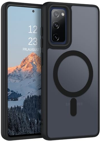 BENTOBEN Funda Magnética para Samsung S20 FE 4G/5G [Compatible con Magsafe] Carga Inalámbrica Carcasa S20 FE Funda Enchapado Translúcido Mate Protección Grado Militar Anti-Arañazos Anti-Golpes -Negro