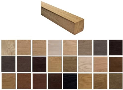 Pasamanos de madera, tubo de madera, rectangular, 40 x 40 mm, madera de roble, barnizada y barnizada (roble 40 x 40/100 cm)