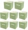 Supernic Cube Storage Boxes 27x27x28cm Foldable Organiser Basket Containers Fabric with Handles Collapsible Storage Box Clothes Basket Containers for Home Office Nursery Organisation (Green Striped)