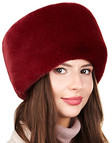 Futrzane Modern Kosakenmütze - Fellmütze Damen - Winter Russische Mütze Pelz (L, Kastanienbraun Modern)