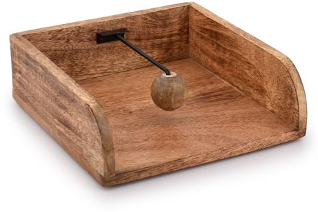 Kimona Serviettenhalter, dekorativer Servietten-Seidenpapierhalter aus Holz, Spender, Organizer, elegantes Dekor für Büro, Restaurants, Cafés, Vintage-Heimdekoration (20,32 cm x 20,32 cm x 7,11 cm)