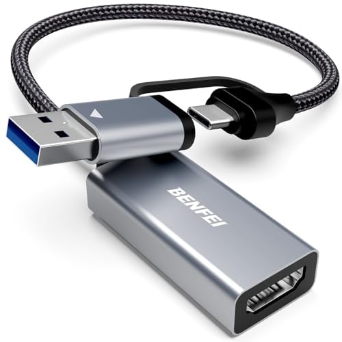 BENFEI Capturadora Vídeo 4K 1080P Full HD 60FPS Tarjeta para Streaming, Grabación y Gaming, Compatible con Switch, PS4, PS5, Xbox y PC/Windows/macOS.