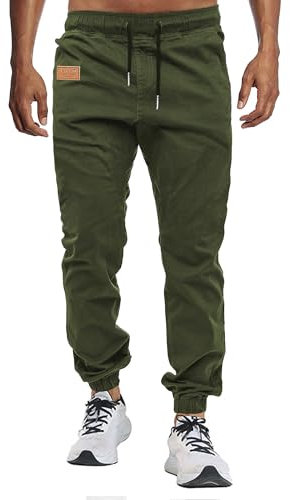 VMSUCIJ Herren Hose Chino Cargo Hose Jogginghose Baumwolle Casual Jogger Männer Modern Sport Jogginghosen für Herren Sweatpants mit elastischem Bund und Kordelzug und Taschen,Armeegrün 01,M