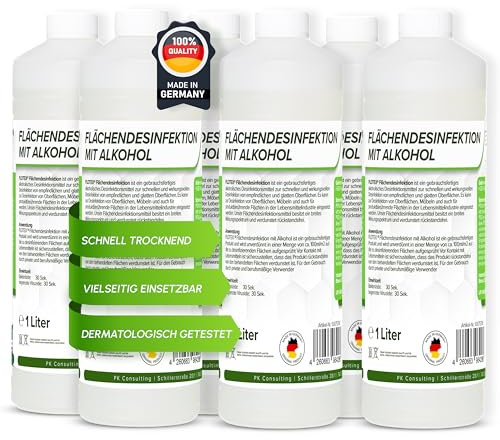 FLOTEX® alkoholisches Flächendesinfektionsmittel 6x1L - Hochwirksame Flächendesinfektion mit Alkohol - Ideales Desinfektionsmittel für alle glatten Oberflächen