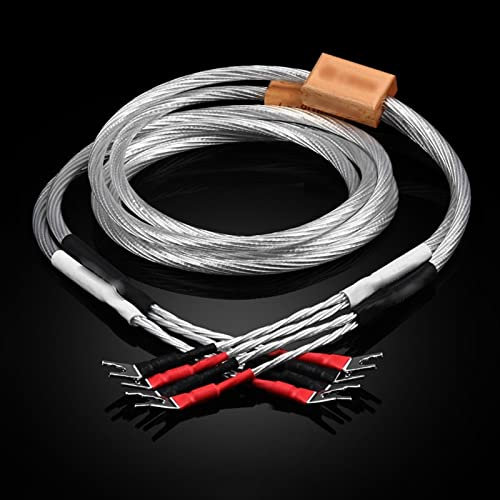 DREEK Loud Speaker Cable Pure Silver Hifi Speaker Cable Spade Plug Cable(5 Meters)