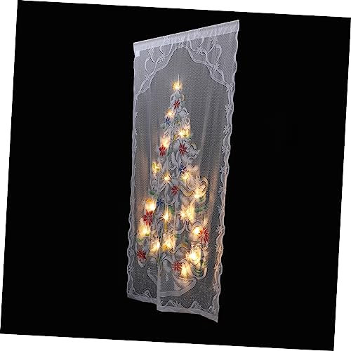 BUGUUYO 1 Satz Weihnachten Leuchtende Vorhänge Fensterverkleidung Für Den Winter Weihnachtsbaum Beleuchtete Vorhänge Weihnachts-schneemann-Vorhang Weihnachtliche Gardinen Weiß Polyester