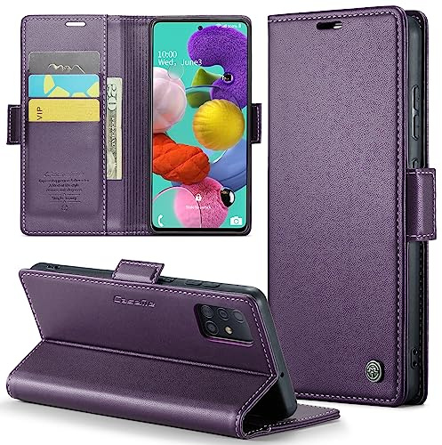 Rerzoiro for Samsung Galaxy A51 4G Case, Premium PU Leather Wallet Case Flip Cover with [RFID Blocking][Card Holder][Stand Function] for Samsung Galaxy A51 4G (Non 5G Version), Purple