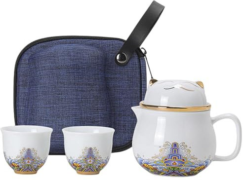 Set Di Teiere In Ceramica | Set Teiera Set Tazza Da Tè Portatile In Ceramica Lucky Cat - Set Di Tazze Da Tè In Ceramica Portatili, Set Da Tè Antiurto Tazze Da Tè In Porcellana Con Colino Da Tè Per Via