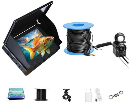 SHANGYU Unterwasser-Angelkamera, Fischfinder-Kamera, Weitwinkel-Infrarot-Nachtsicht, Angeln Unterwasserzucht-Erkennung, tragbarer Fischfinder, mit 30 m Videokabellänge, für Eis, Fluss und Boot (EU)