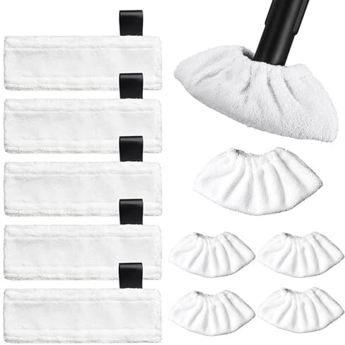10 Stück Dampfreiniger Zubehör - Kompatibel mit Kärcher Dampfreiniger SC1 SC2 SC3 SC4 SC5, 5 Bodentücher/34.5×12cm, 5 Stoffbezug/20×9cm, Mikrofaser-Tuchset Kompatibel die Meisten Dampfreiniger