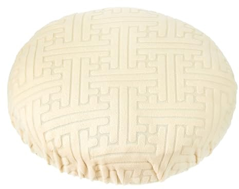 PATIKIL Elastischer Hockerbezug Rund (Durchmesser 28-35cm), Hellbeige | Waschbarer Sitzkissenbezug für Hocker & Stühle, Dehnbarer Barhocker Schonbezug