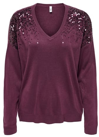 ONLY Damen Onlstarry Ls Sequin Boxy V-Neck KNT Onlstarry Ls Sequin Boxy V-Neck KNT (1er Pack)