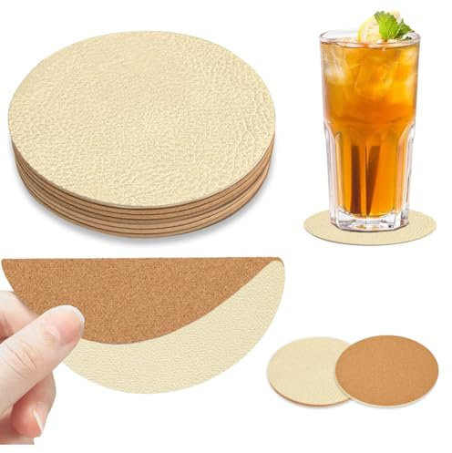 16 piezas posavasos, juego de posavasos de cristal con superficie gris y fondo plateado, posavasos de doble cara de imitación de cuero, posavasos de cuero