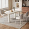 Guyii Moderner weißer Esstisch Set für 4 Personen, minimalistischer Design, gepolsterte Stühle, platzsparend, ideal für Küche und Esszimmer, stilvolle Möbel für kleine Räume. (1 Tisch und 4 Stühle)