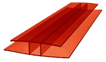 H-Profil Polycarbonat 1000mm Rot 8mm – Stegplatten Verbinder für Doppelstegplatten | Hohlkammerplatten Verbindungsprofil für Gewächshaus & Überdachungen
