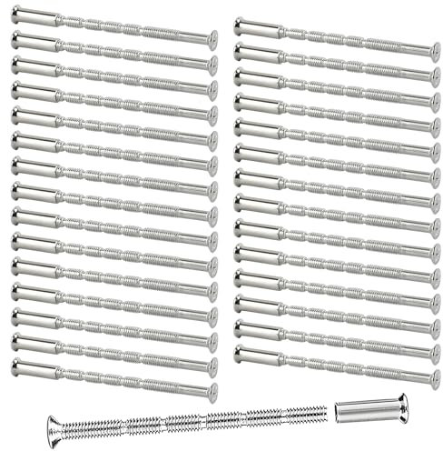 SHYSBV M3 Door Handle Fixing Screws and Sleeves, 30 Set M3 Screws/Bolts, M3 x 60mm Hollow Door Fixings, Nickel Plated Connecting Screw for Doors Cabinet Drawers