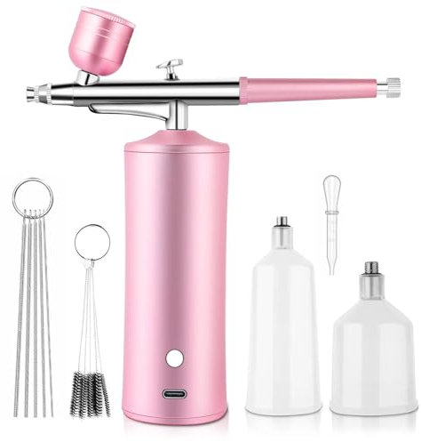 Aerógrafo Kit Completo, Viafexna Compresor Aerógrafo De Alta Presión, Inyector De Oxígeno, para Hidratación de la Piel, Arte de las Uñas, Tatuaje, Pintura, Maquillaje, Torta, Corte de Pelo