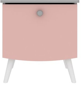 Vicawu Comodino per Bambini Ringo, Bianco Opaco/Grigio/Rosa, Comodino per Bambini