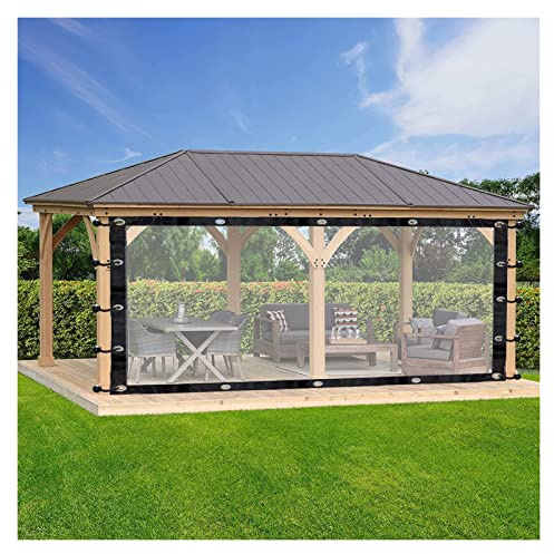 Outdoor Pergola Curtains Transparent Tarpaulin with Eyelets Canopy Side Wall, for Patios, Gardens, Garages Removable, Multiple Sizes VagxTbs(7x3m/22.96x9.84ft)