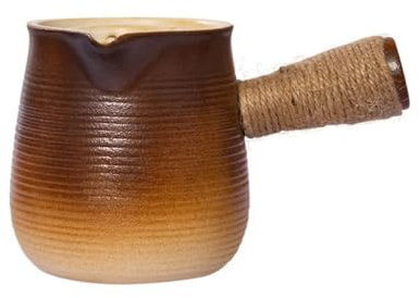 Teteras, Tetera de cerámica con asa lateral for hervir leche y té blanco, estilo antiguo, Hervidor(Brown)