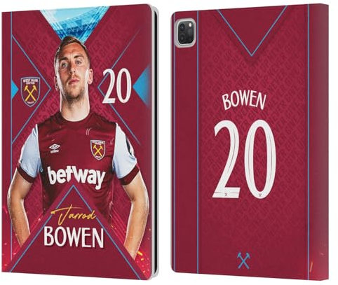 Head Case Designs Offizielle West Ham United FC Jarrod Bowen 2023/24 Erstes Team Leder-Wallet-Hülle Kompatibel mit Apple iPad Pro 12.9 2020/2021/2022