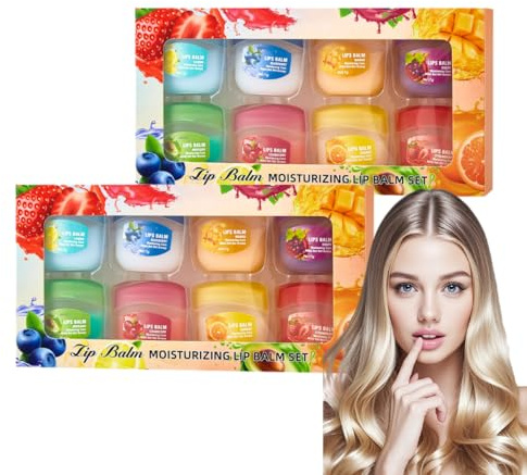 16PCS Lip Balm Set, Mini Lip Balm Multipack with 8 Fruity Flavours Moisturizing, Hydrating Lip Balms for Daily Lip Care, Lip Repair for Cracked Dry Lips