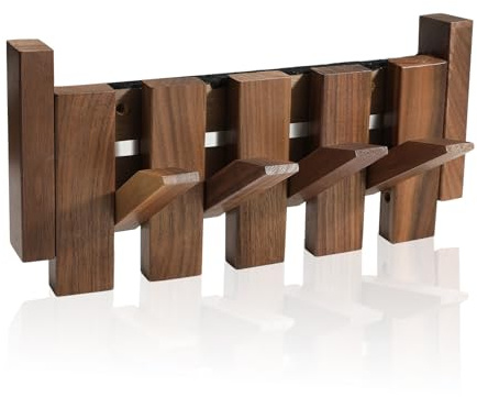 Evionlin Porte-manteau mural en bois de noyer avec 4 crochets