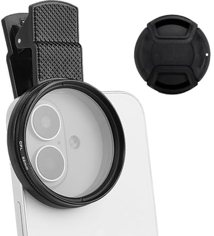52mm Clip-on CPL Filter for iPhone Universal Phone Polarising Filter Mobile Phone Camera Polarizing Lens Portable Polariscope Lens Eliminate Reflections Glare Enhance Colors for Samsung Smart Phones