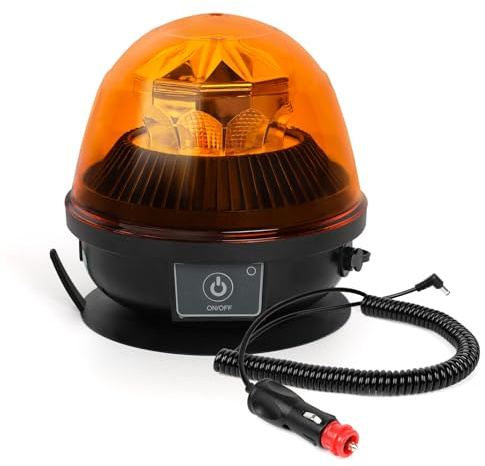 Qiping Rundumleuchte Akku LED Amber Warnleuchte, 12V/24V Gelbe Kabellose Blinkleuchte mit Magnet Saugnapf, Wiederaufladbare LED Rundumleuchte für Traktor Gabelstapler Golfwagen SUV ECE R65 E9