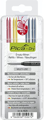 Pica Dry 3030 Pencil Lead Refills Markers 2 x Red, 2 x Yellow, 4 x Black 4020