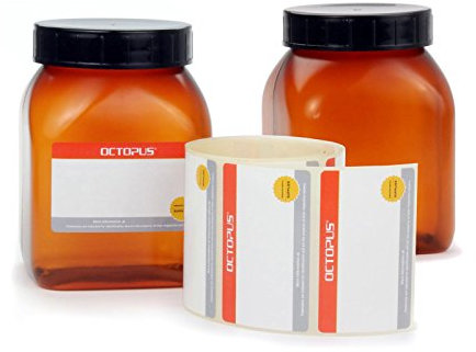 Octopus 2 vasos de plástico de 500 ml con tapa, latas de plástico, botes de especias, vasos de boca ancha con gran apertura y cierre de rosca con etiquetas de rotulación.