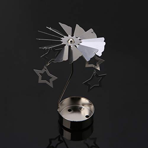 Manyo Kerzenständer, silber auf drehbarem Fuß, Kerze, Teelicht Karussell Dekoration Haus Geschenk Geburtstag, 03, 8x13cm/3.15x5.12