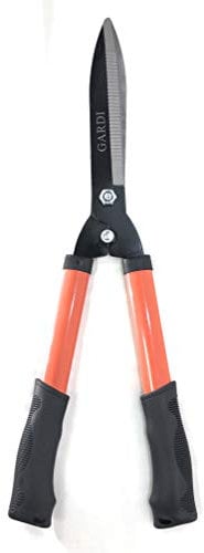 Gardi Gardening Orange Light Weight Ergonomic Carbon Steel Serrated Notched Garden Hedge, Shrubs & Grass, Lawn Cutter, Trimmer Comfort Grip Shears for Precision Cutting - Gi-0001