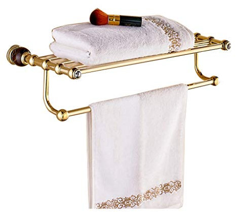 Porte-serviettes en acier inoxydable avec tablette, porte-serviettes mural avec porte-serviettes, bronze huilé - European Bathroom Accessories