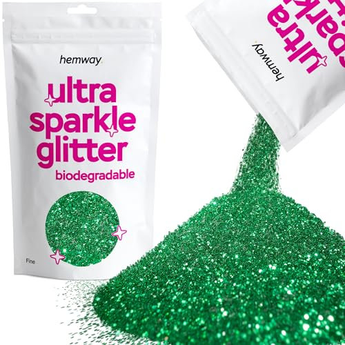 Biodegradable Glitter Emerald Green Ultra Sparkle Eco Friendly Plant-Based Bio Fine for Face Body Hair Craft Resin Festival Makeup Eyeshadow 100g / 3.5oz
