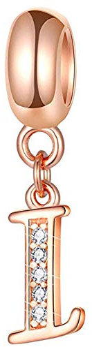 Breloque en argent sterling 925 or rose avec lettres de l'alphabet pour bracelet Pandora, Tout