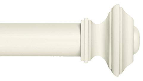 Ivilon Gardinenstange für Fenster, quadratisch, 3,8 cm Durchmesser, 40,6 bis 71,1 cm, elfenbeinfarben/Weiß