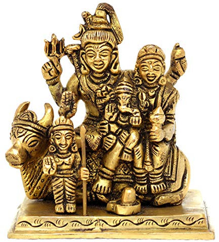 Shiva Parivaar – Shiva Familie – Messing-Statue – Bholenath Shankar Parvati Ganesh Familie Murti Idol – Skulptur