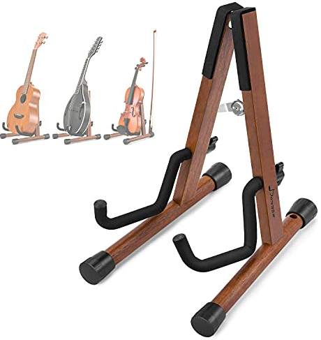 Donner Support de ukulélé A-Frame Support de guitare basse en bois en mousse pour guitares Hush, basse, violon, celle, banjo, mandoline, ukulélé