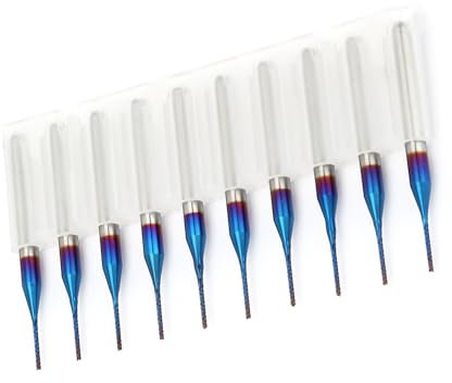 YWBL-WH 0.8mm Schaftfräser Wolframcarbid PCB Fräser Blau beschichteter CNC Fräser Set mit Einer Box - 10 Stück