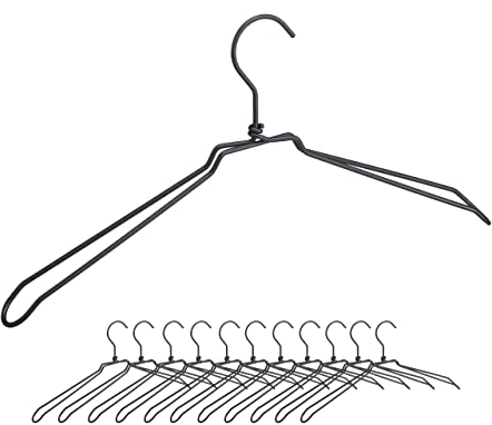 36 x Kleiderbügel, für Hemden, Jacken & Blusen, Industrie Design, Metall, Drahtbügel, 45 cm breit, Bügel, schwarz