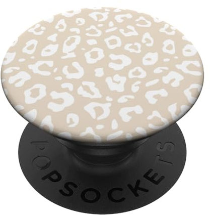 PopSockets Chic Neutral Beige & White Leopard Animal Print Pattern PopSockets PopGrip: Swappable Grip for Phones & Tablets