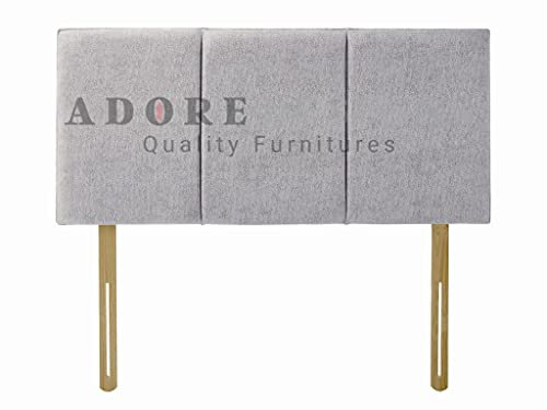 Alton Padded Paneled Divan Bed Headboard | Chenille Fabric Headboards for 6ft Super King Size Bed |Elegant design with wooden material headboards for beds (Light Grey, 6ft Super King Height-20inch)