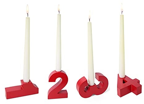 Riffelmacher 17189 - Stabkerzen-Halter 1-2-3-4, Größe 8,5 x 2,8 x 12 cm, aus Holz, Rot, Kranz, Gesteck, Geburtstag, Weihnachten, Advent