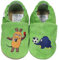 HOBEA-Germany Kitaschuhe Safestep, Kinderhausschuhe, Lederschuhe (Maus mit Elefant Fußball grün, 22/23)