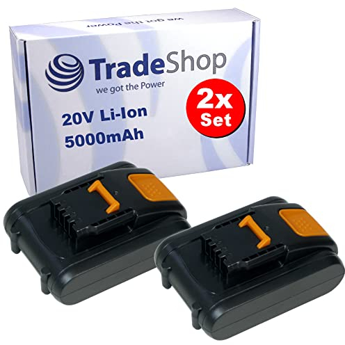 2X Trade-Shop Premium Li-Ion Akku 20V / 5000mAh / 100Wh für viele Elektrowerkzeuge wie Worx WG169 WX166 / Rasentrimmer Akkuschrauber Bohrhammer